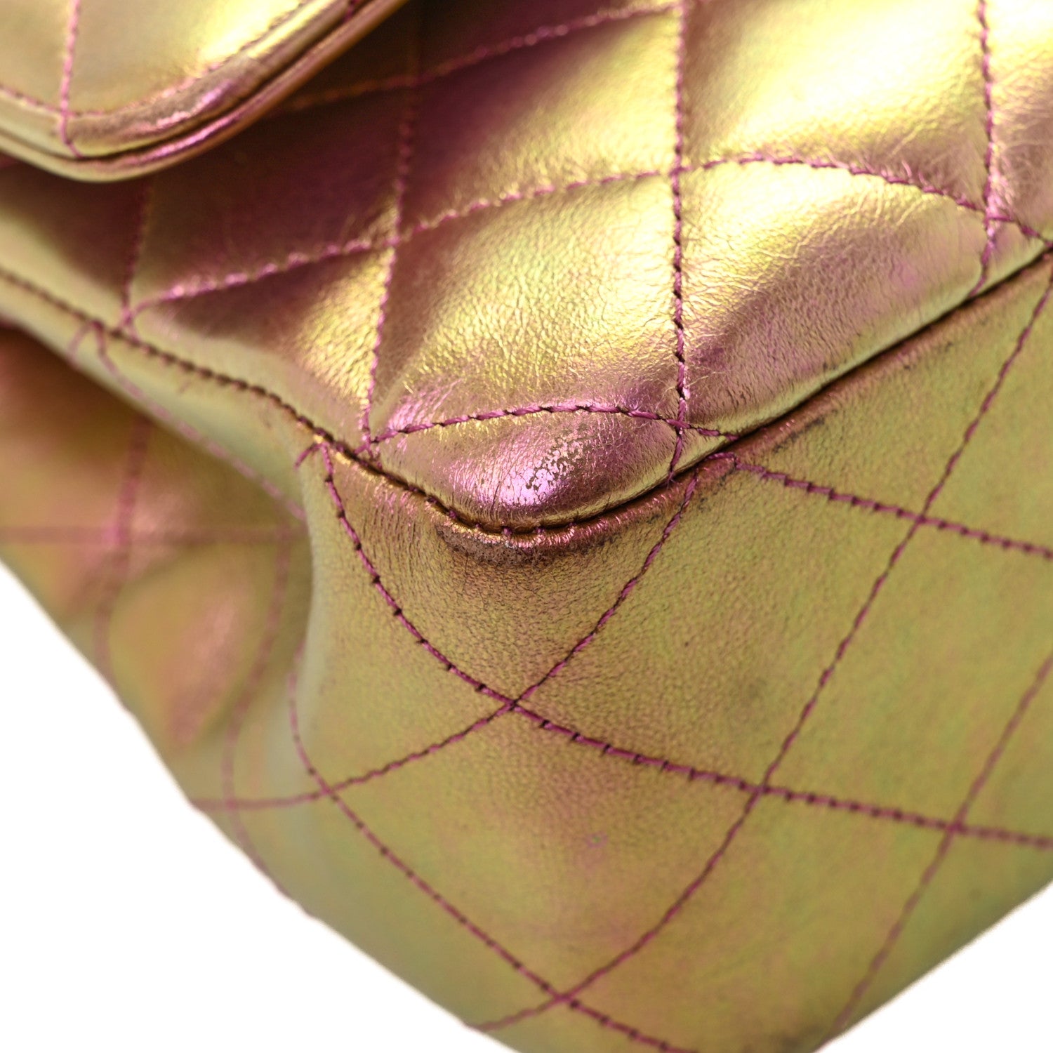 Chanel Iridescent Lambskin Quilted Medium Double Flap Purple 13 of 14