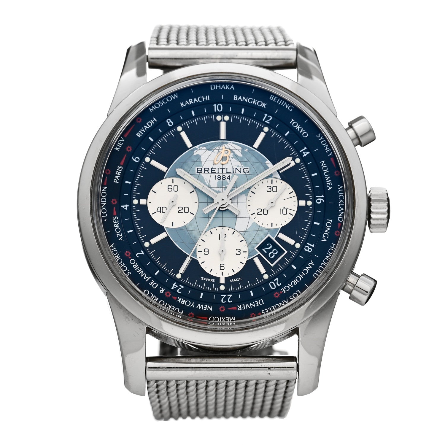 Breitling Stainless Steel 46mm Transocean Unitime Chronograph Automatic Watch Black AB0510 1 of 5