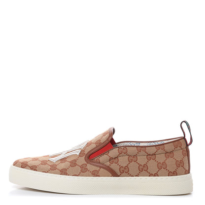 Gucci X MLB GG Monogram NY Yankees Embroidered Mens Slip On Sneakers 10 Beige Ruggine Rust 1 of 9
