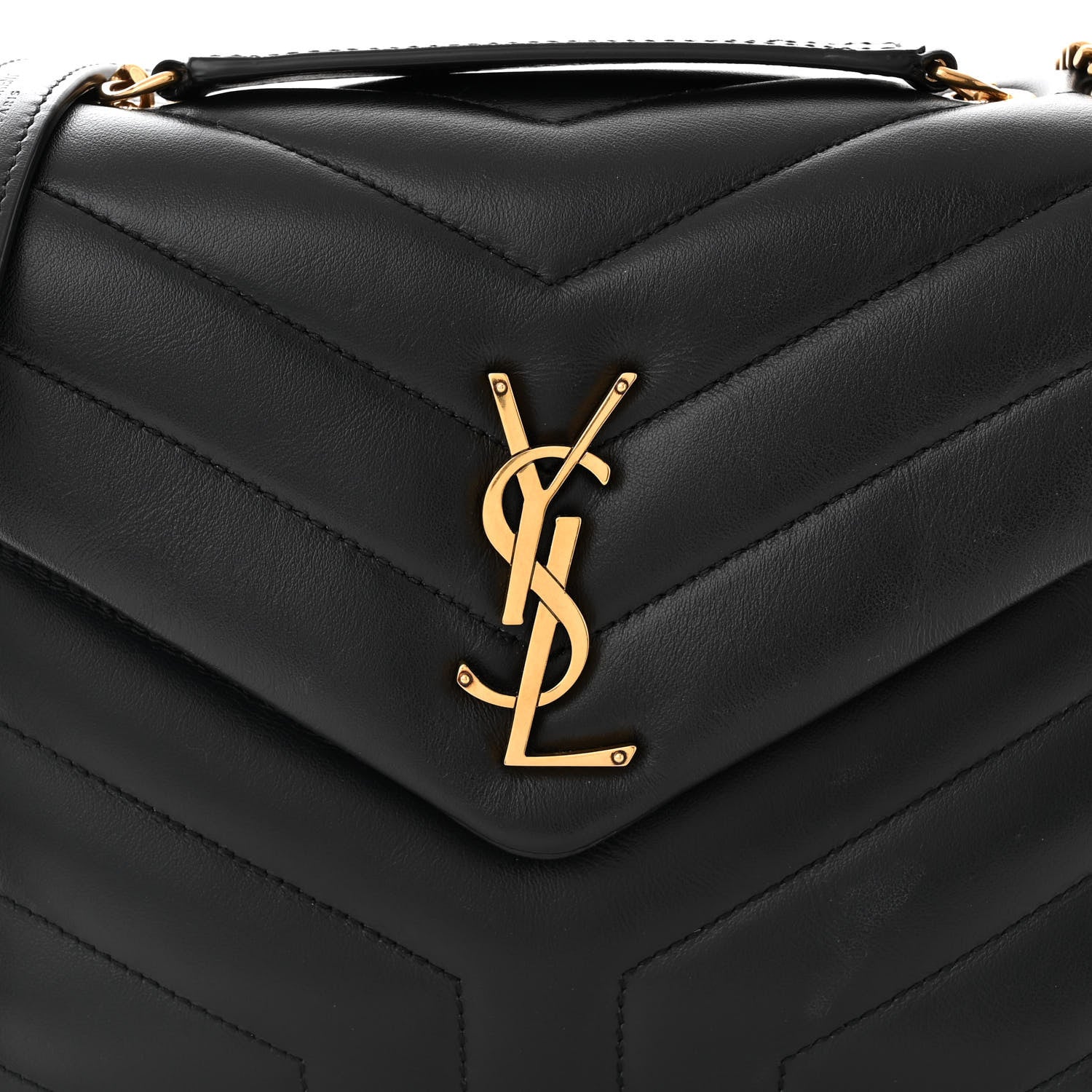 Saint Laurent Calfskin Y Quilted Monogram Small Loulou Chain Satchel Black 8 of 11