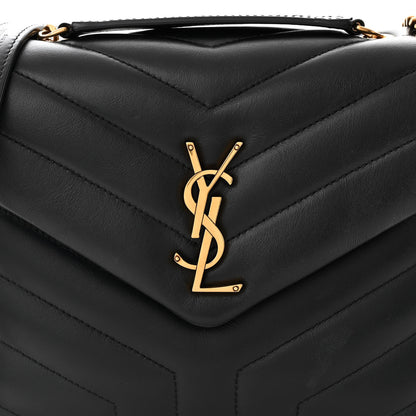 Saint Laurent Calfskin Y Quilted Monogram Small Loulou Chain Satchel Black 8 of 11