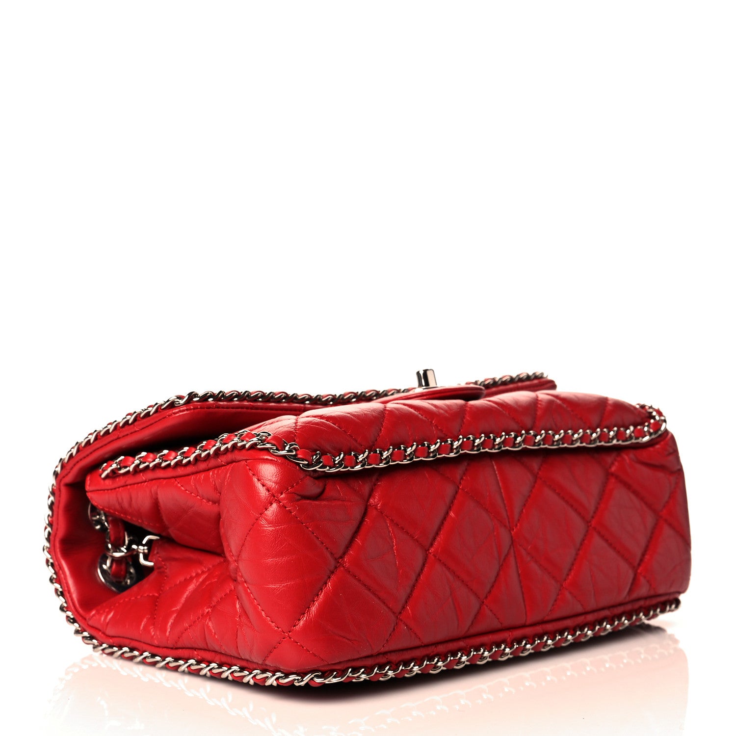Chanel Crumpled Calfskin Medium Chain All Over Flap Red 3 of 9