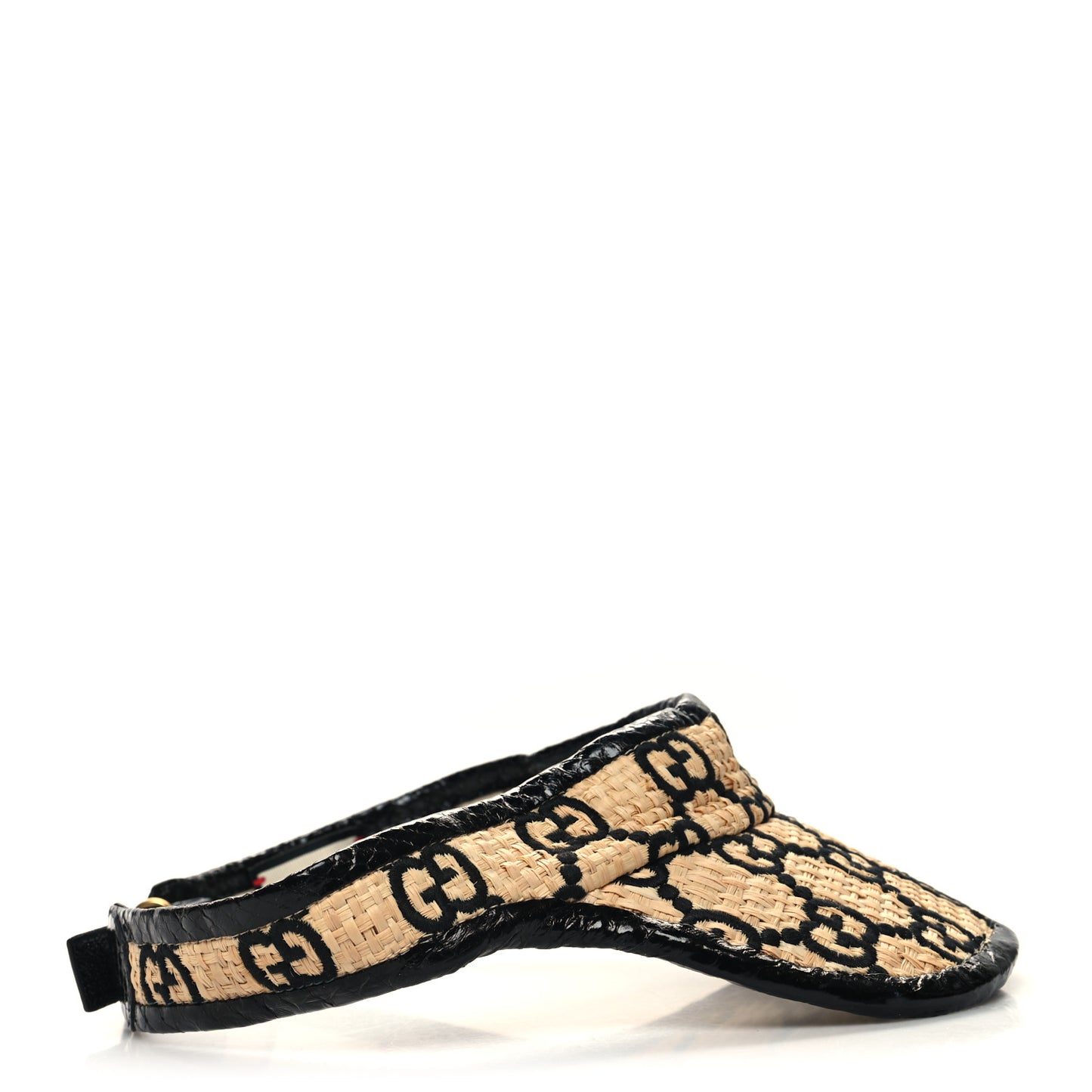 Raffia Elaphe GG Monogram Embroidered Afraa Visor Ivory Black