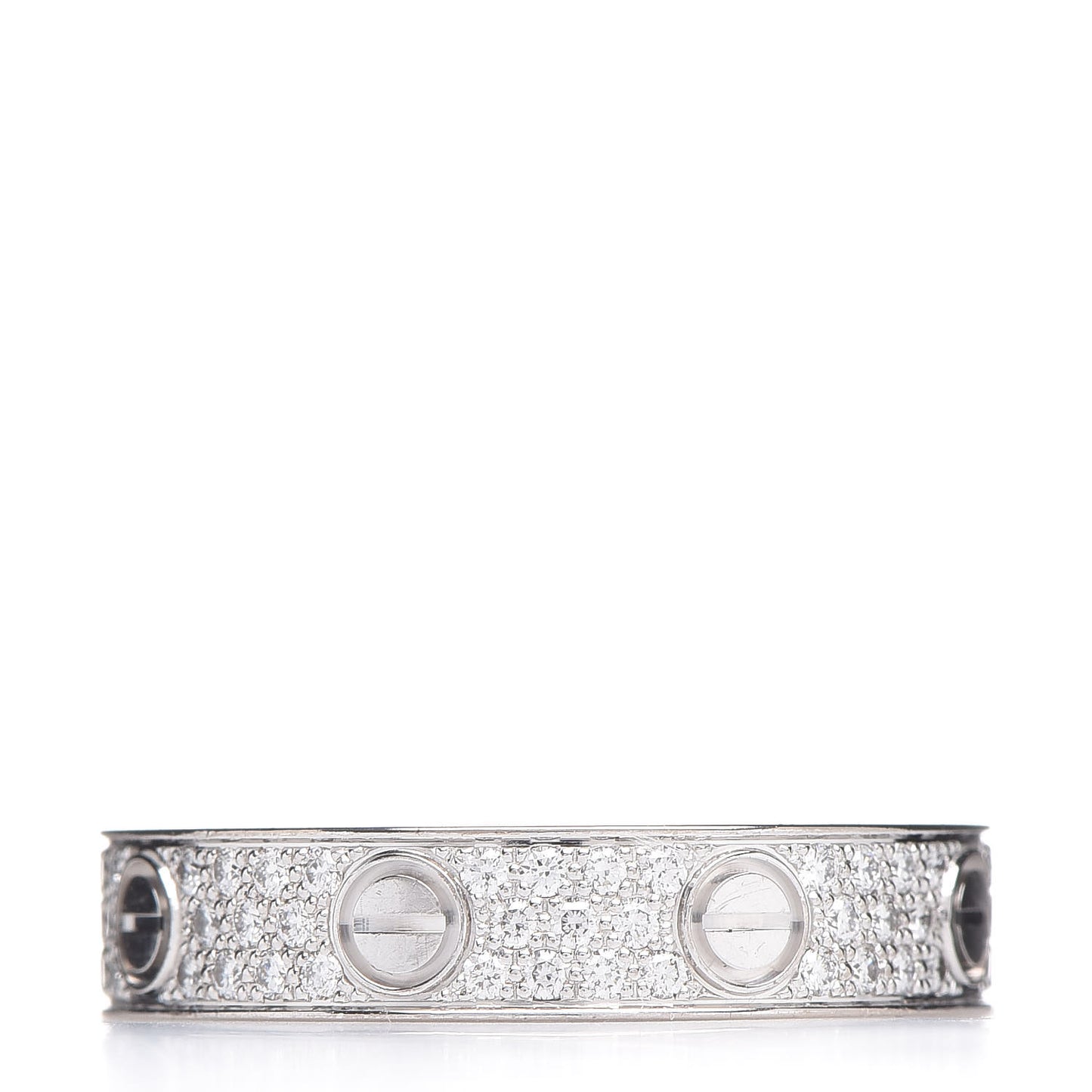 18K White Gold Diamond 4mm LOVE Wedding Paved Band Ring 50 5.25
