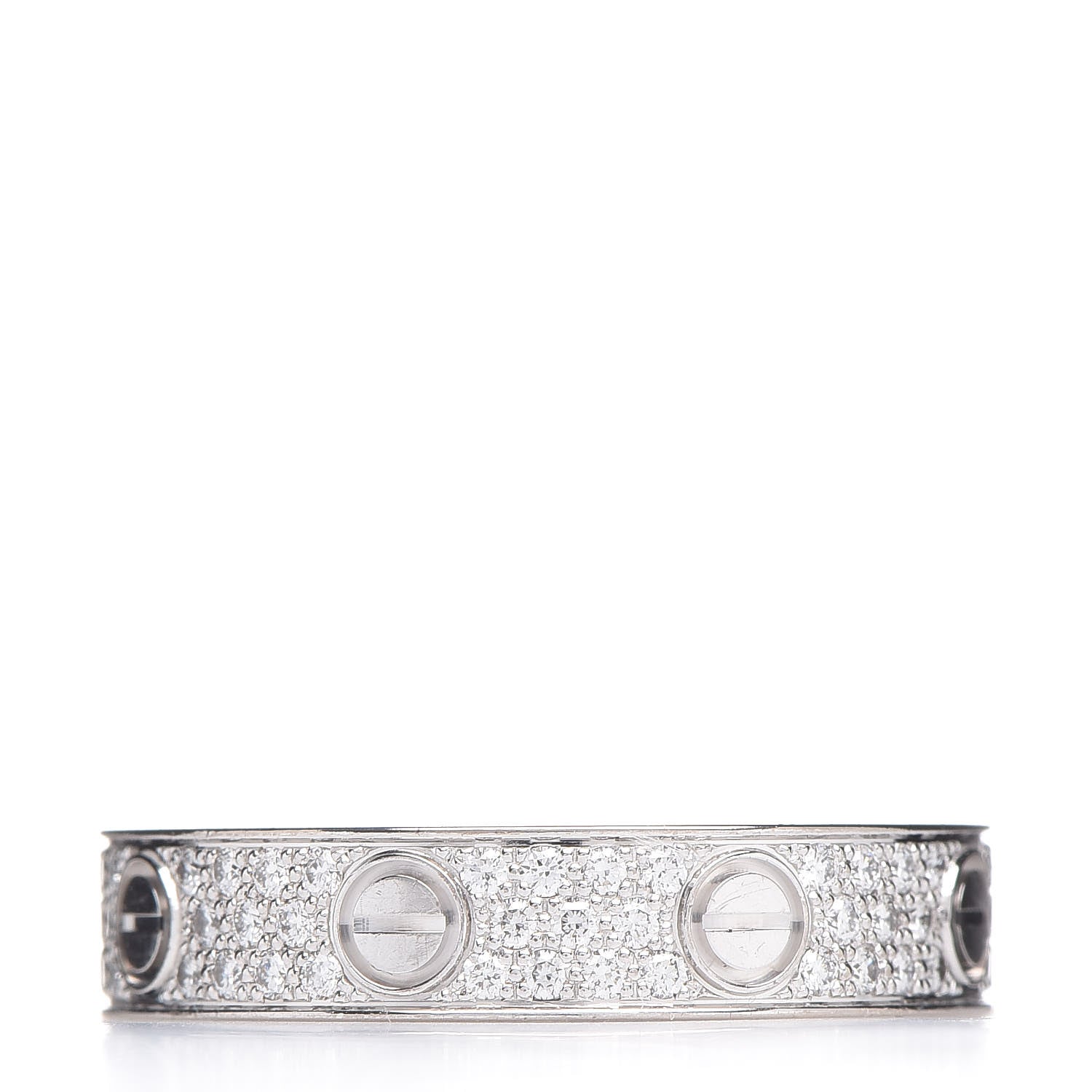 Cartier 18K White Gold Diamond 4mm LOVE Wedding Paved Band Ring 50 5.25 3 of 5