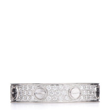 Cartier 18K White Gold Diamond 4mm LOVE Wedding Paved Band Ring 50 5.25 3 of 5