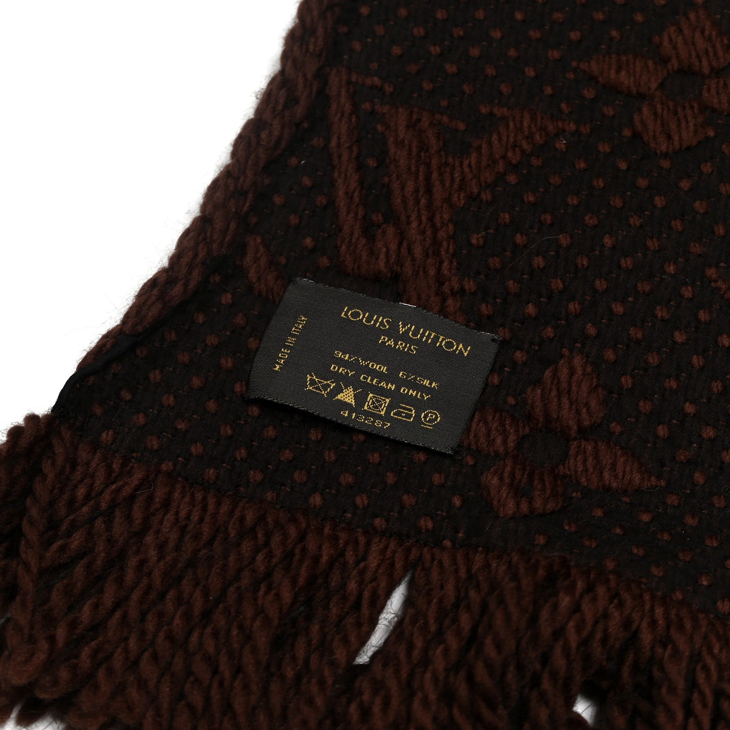 Wool Silk Logomania Scarf Marron