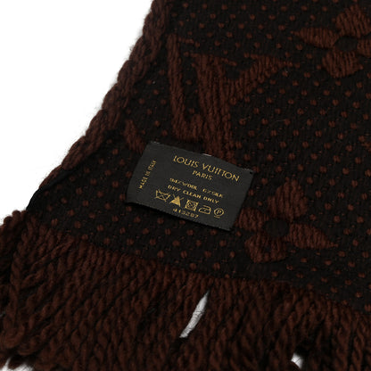 Louis Vuitton Wool Silk Logomania Scarf Marron 3 of 3
