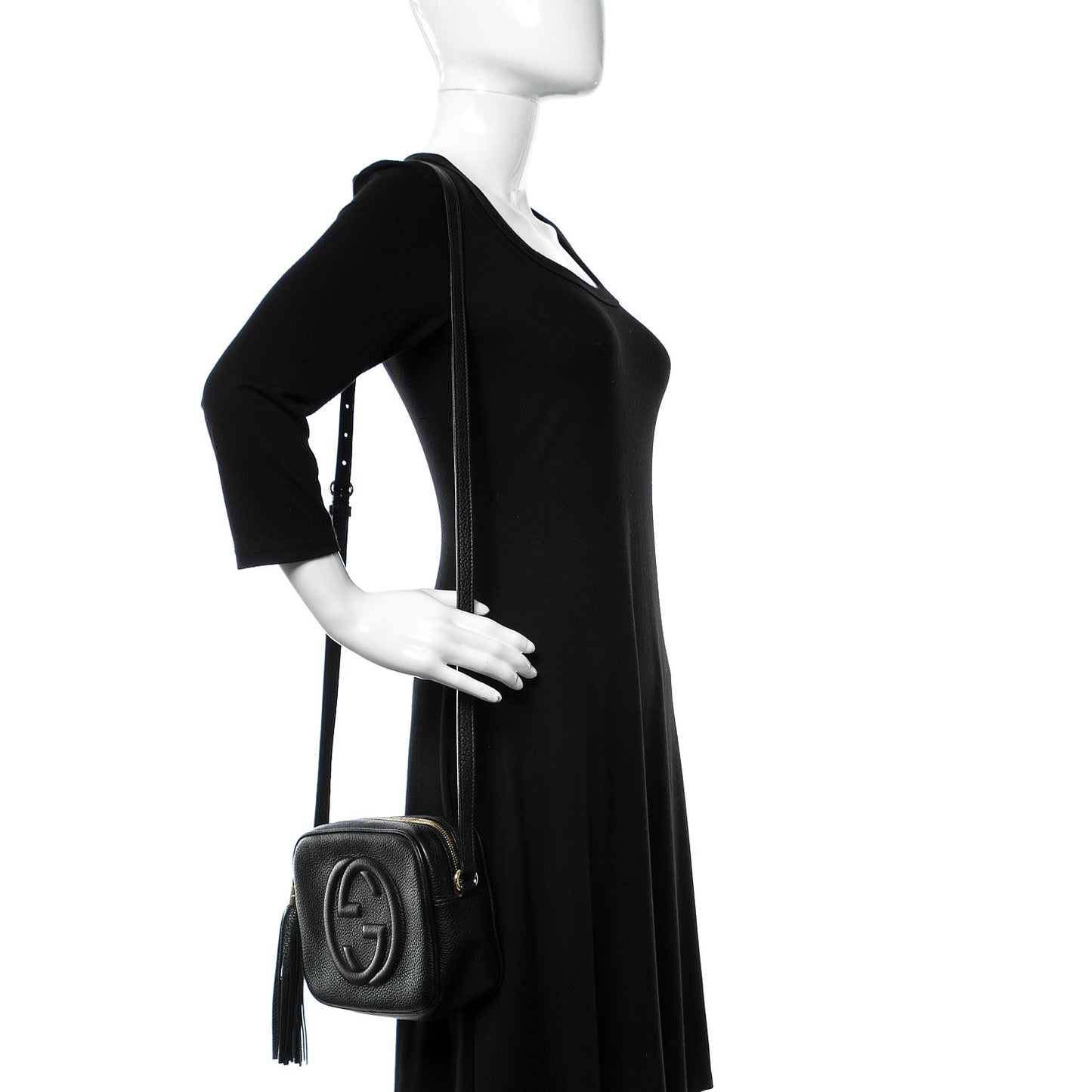 Pebbled Calfskin Small Soho Disco Bag Black