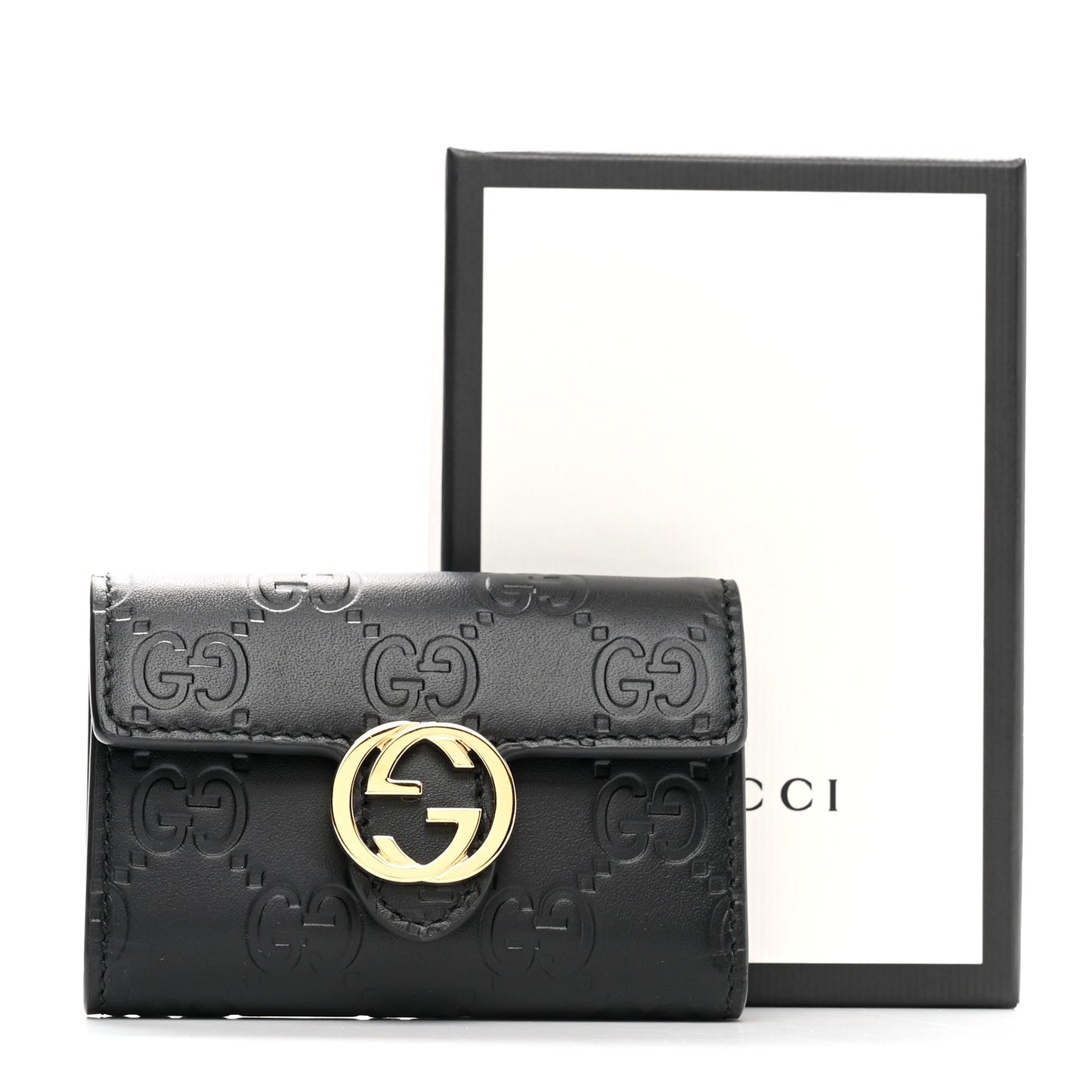 Guccissima Icon Signature 6 Key Holder Case Black