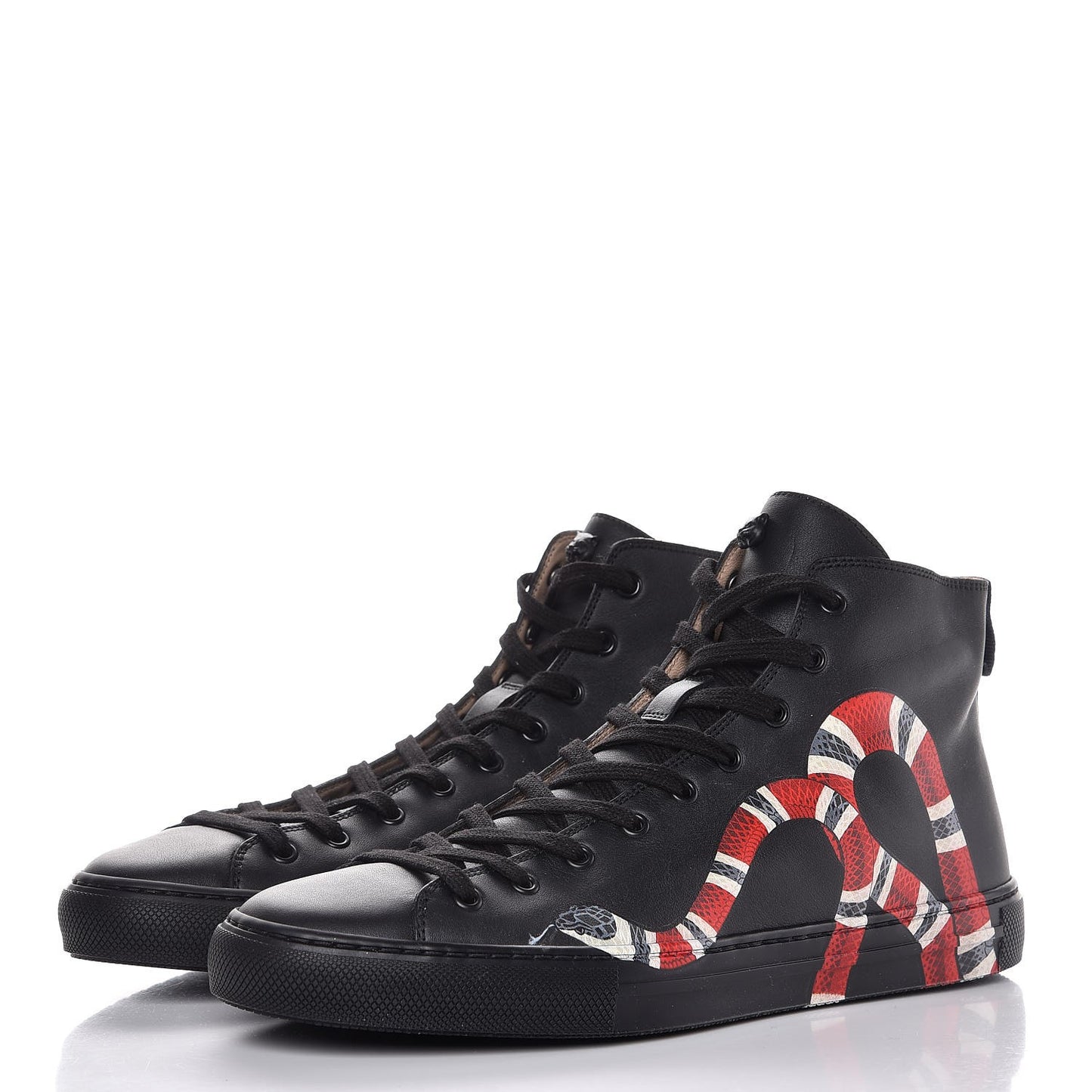 Calfskin Kingsnake Mens High Top Sneakers 10.5 Black