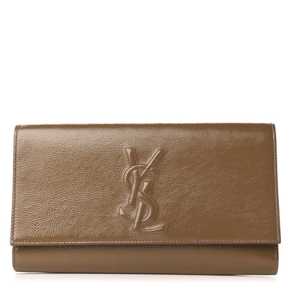 Saint Laurent Textured Patent Calfskin Large Belle De Jour Clutch Tobacco 1 of 7