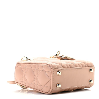 Christian Dior Lambskin Cannage Micro Lady Dior Rose De Vents 3 of 9