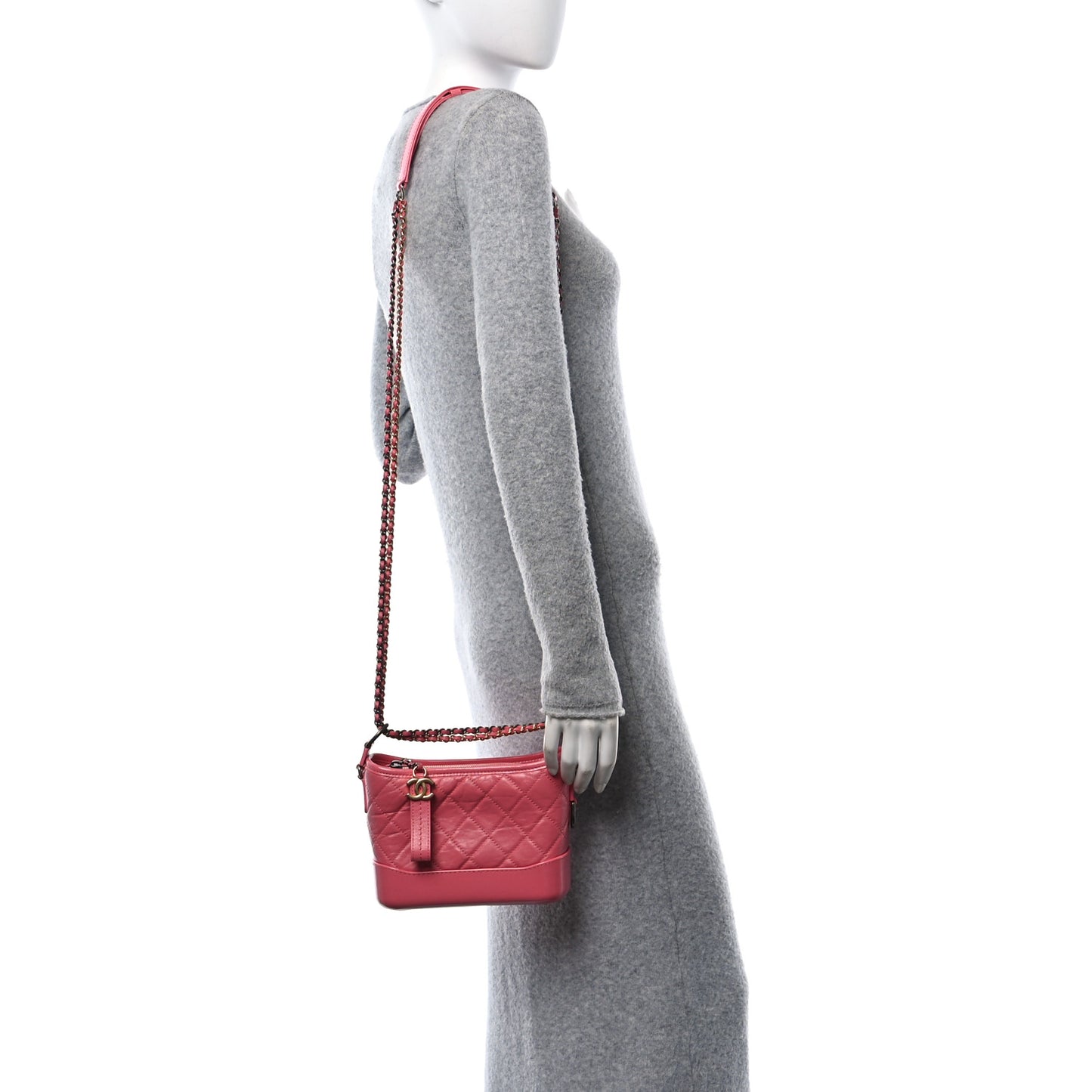 Aged Calfskin Quilted Small Gabrielle Hobo Rose