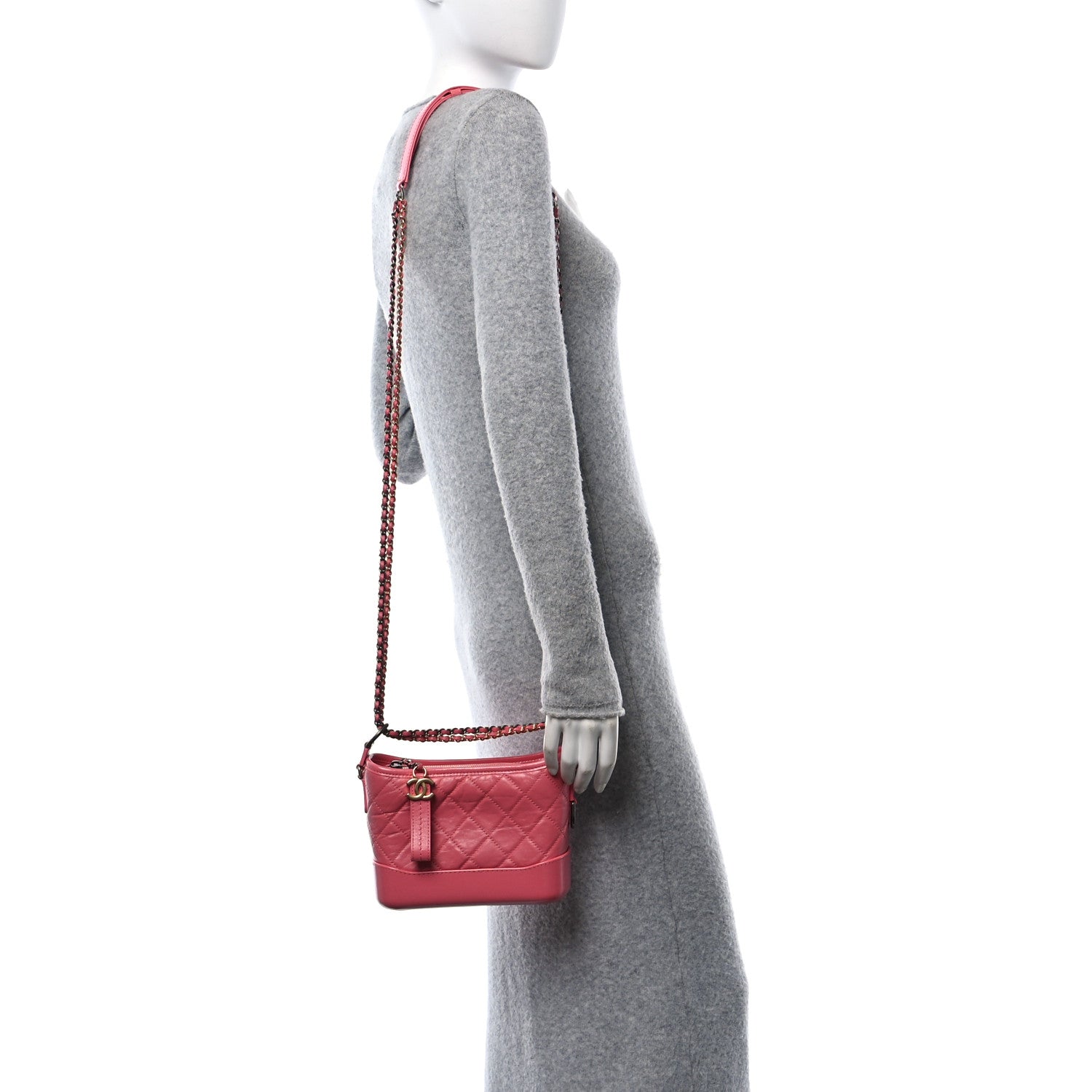 Chanel Aged Calfskin Quilted Small Gabrielle Hobo Rose 3 of 11