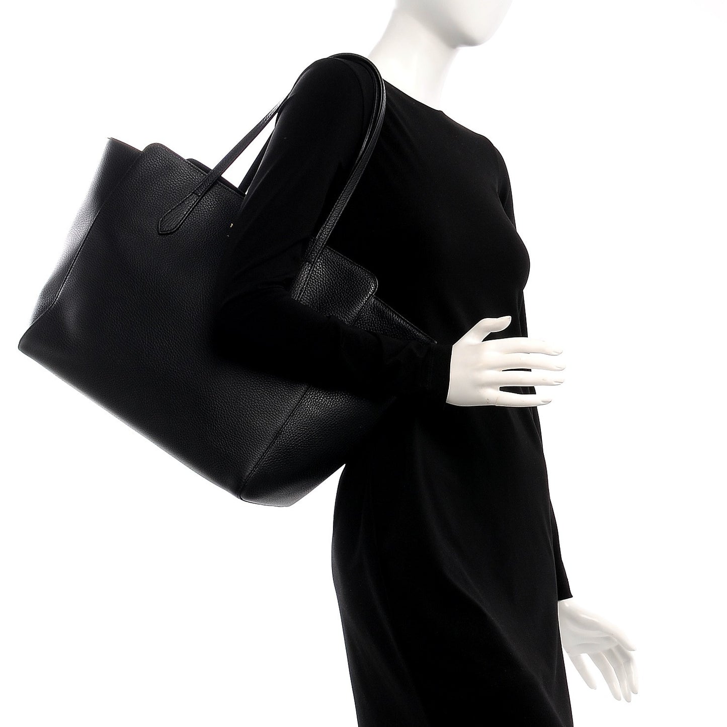 Pebbled Calfskin Medium Swing Tote Black