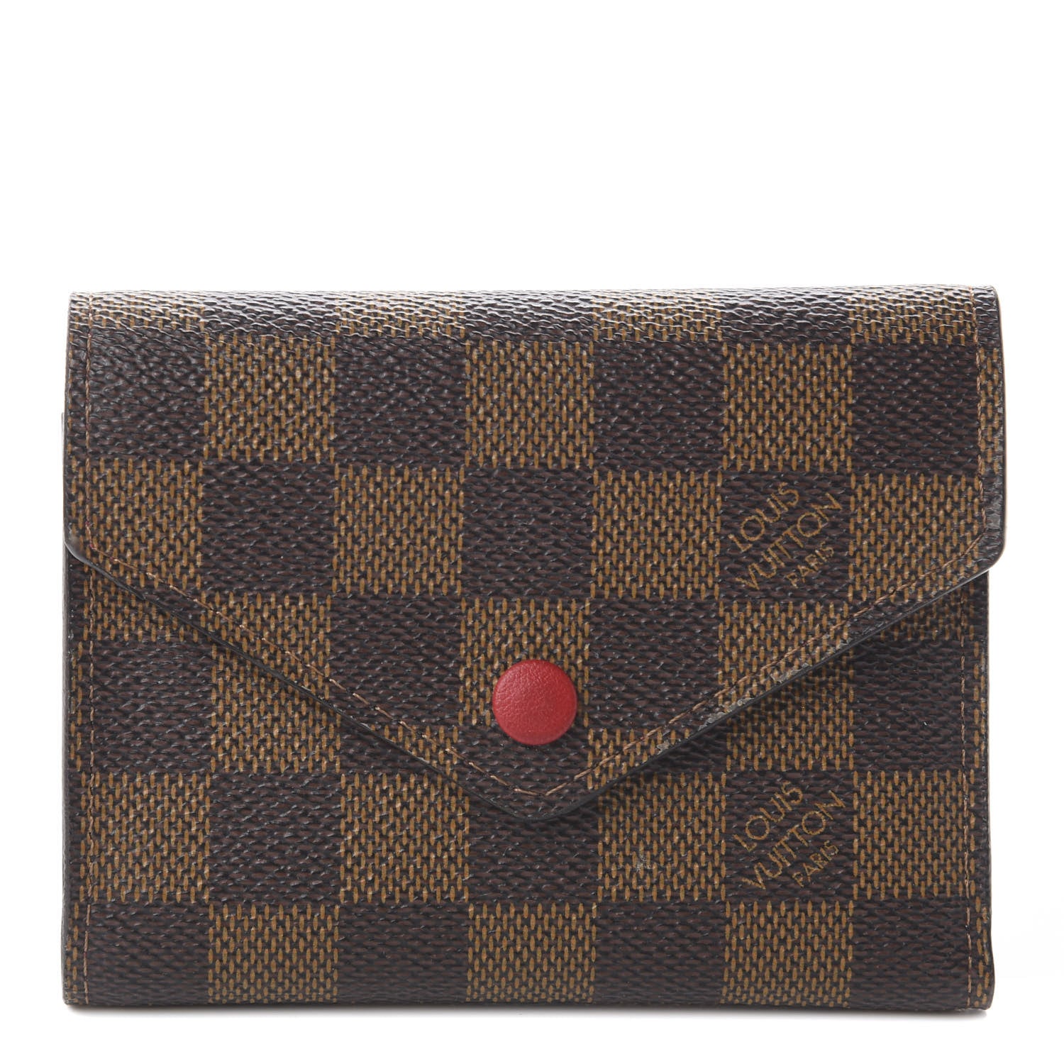 Louis Vuitton Damier Ebene Victorine Wallet Red 2 of 8