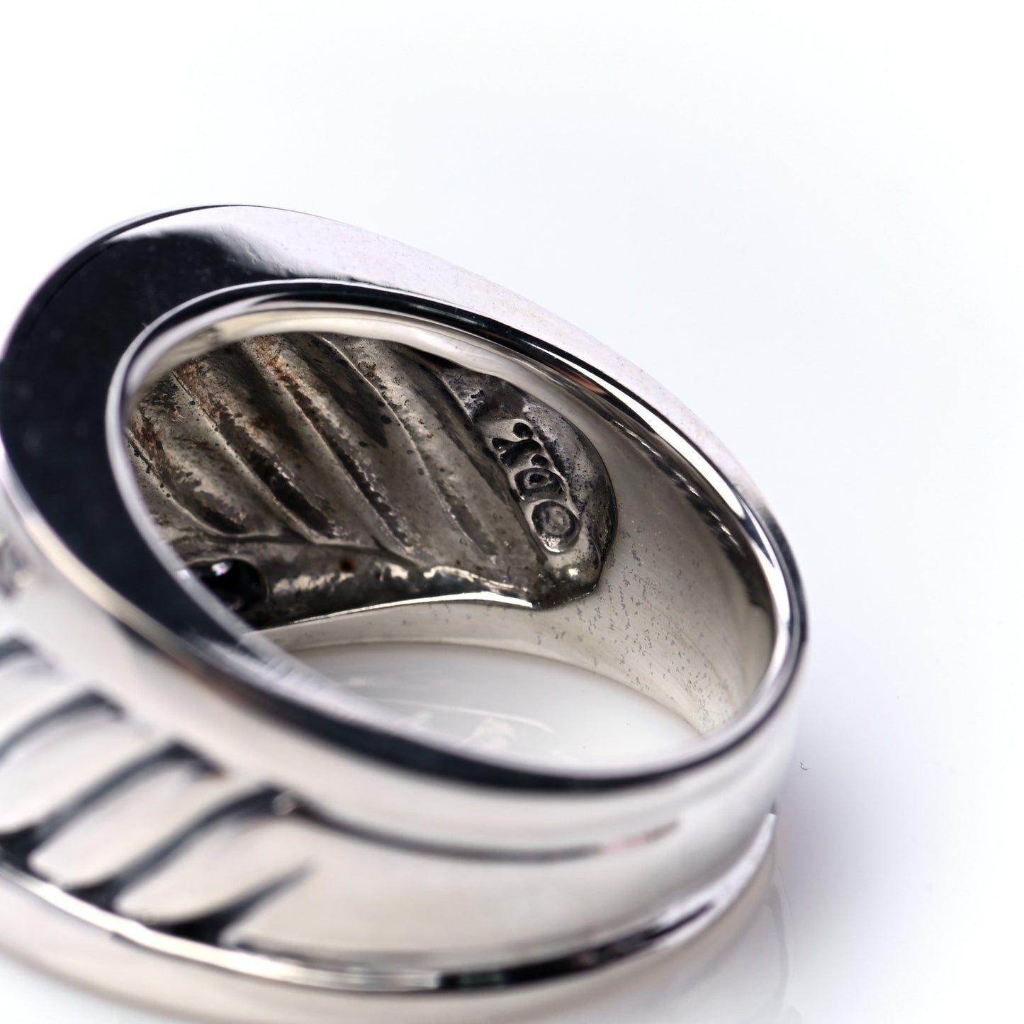Sterling Silver Diamond Cable Cigar Band Ring 56 7.5