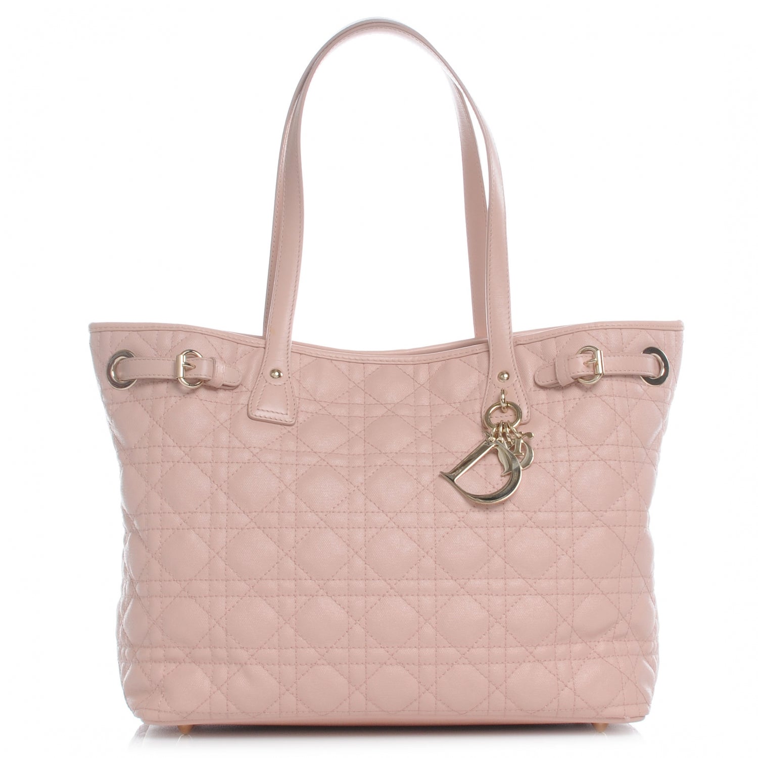 Christian Dior Coated Canvas Cannage Medium Panarea Tote Light Pink 1 of 7