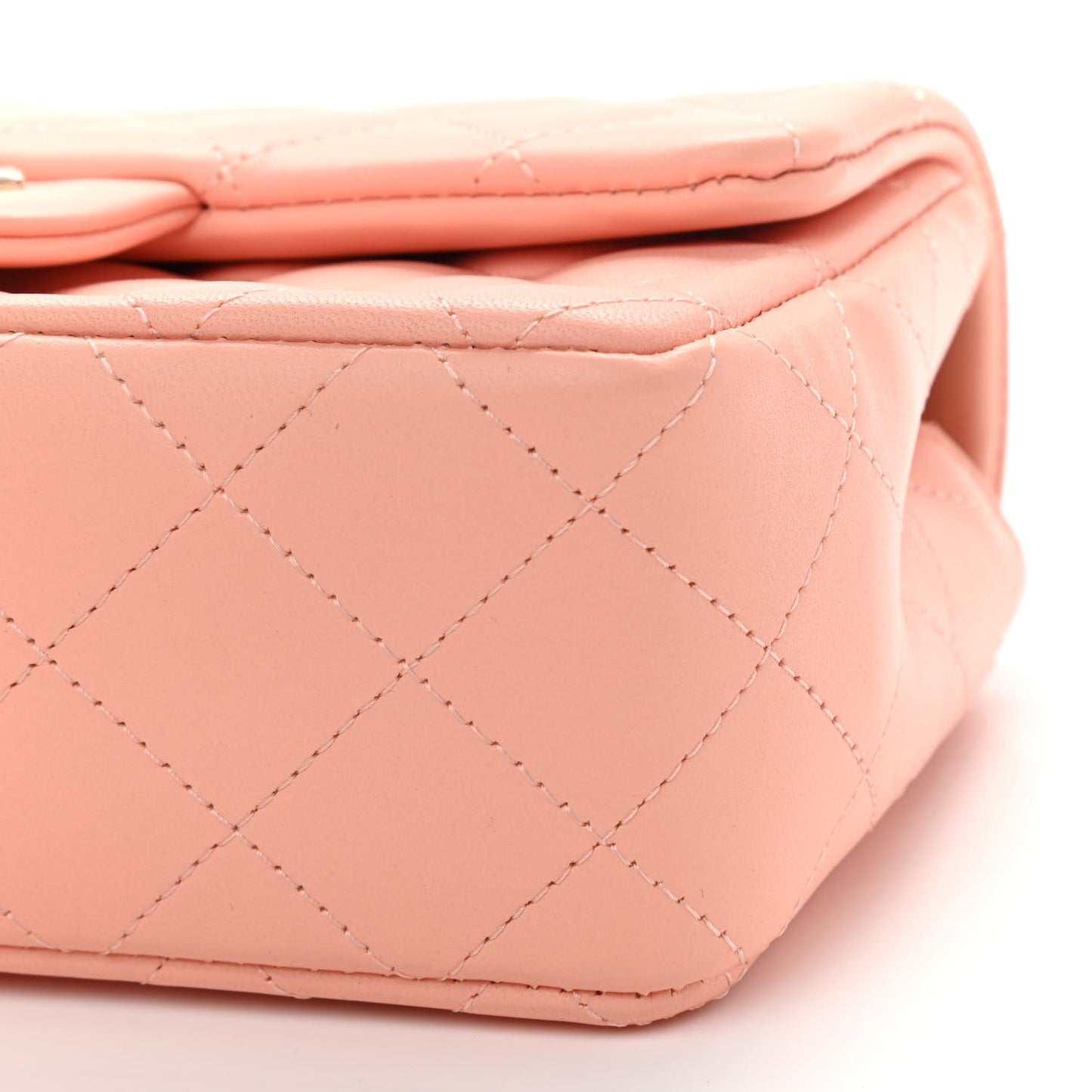Lambskin Quilted Mini Rectangular Flap Light Pink