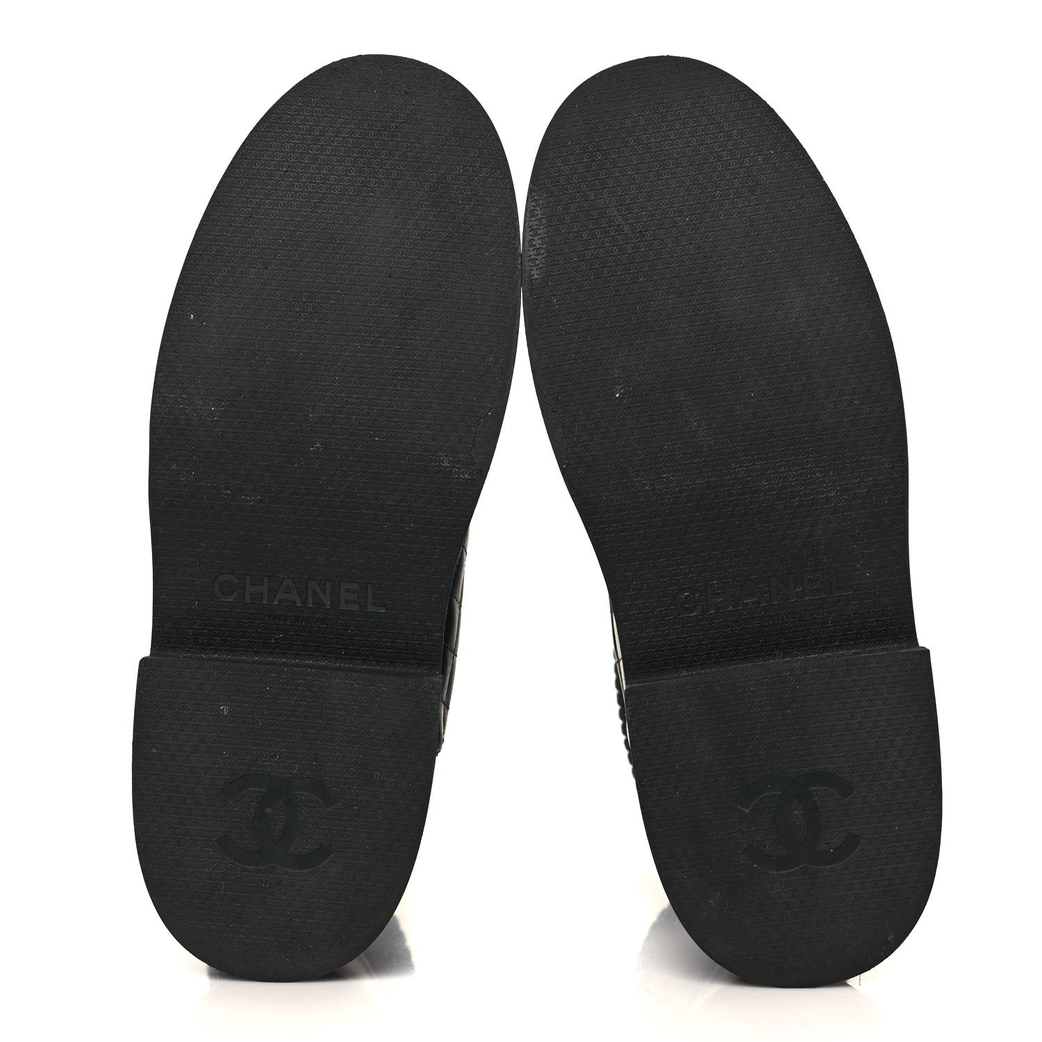 Chanel Calfskin Patent Knit Quilted CC Cap Toe Boots 38 Black 5 of 7