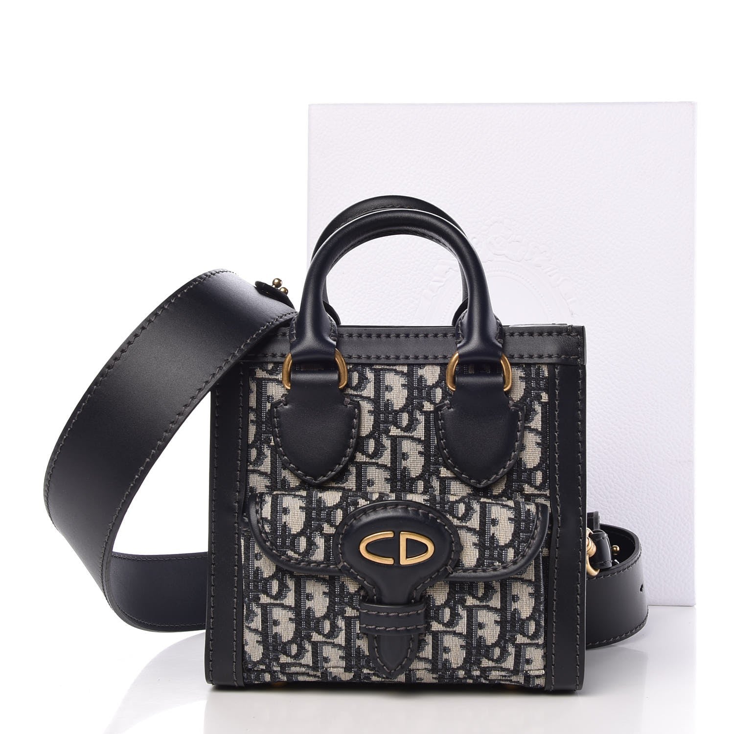 Christian Dior Oblique Mini Tote Bag Blue 8 of 8