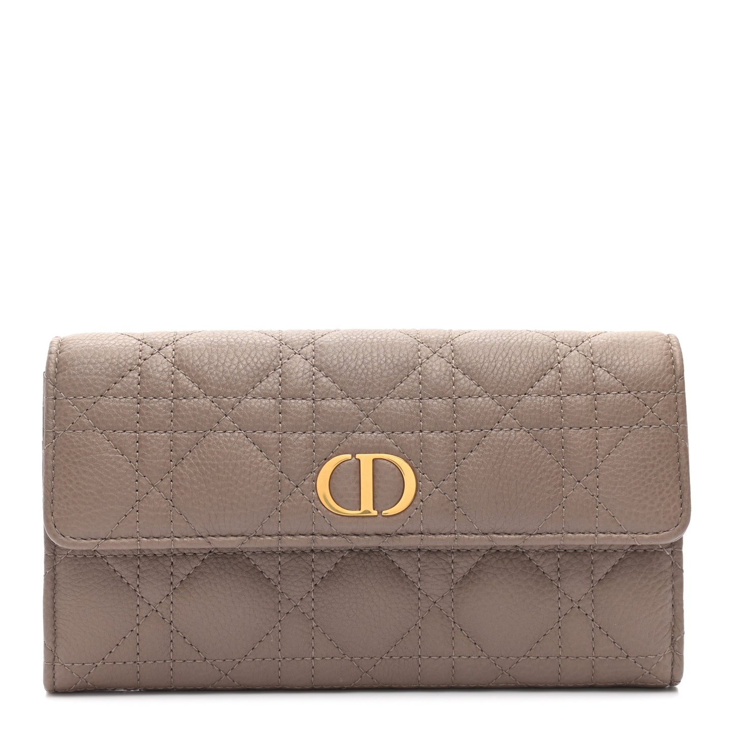Supple Calfskin Cannage Caro Wallet Warm Taupe