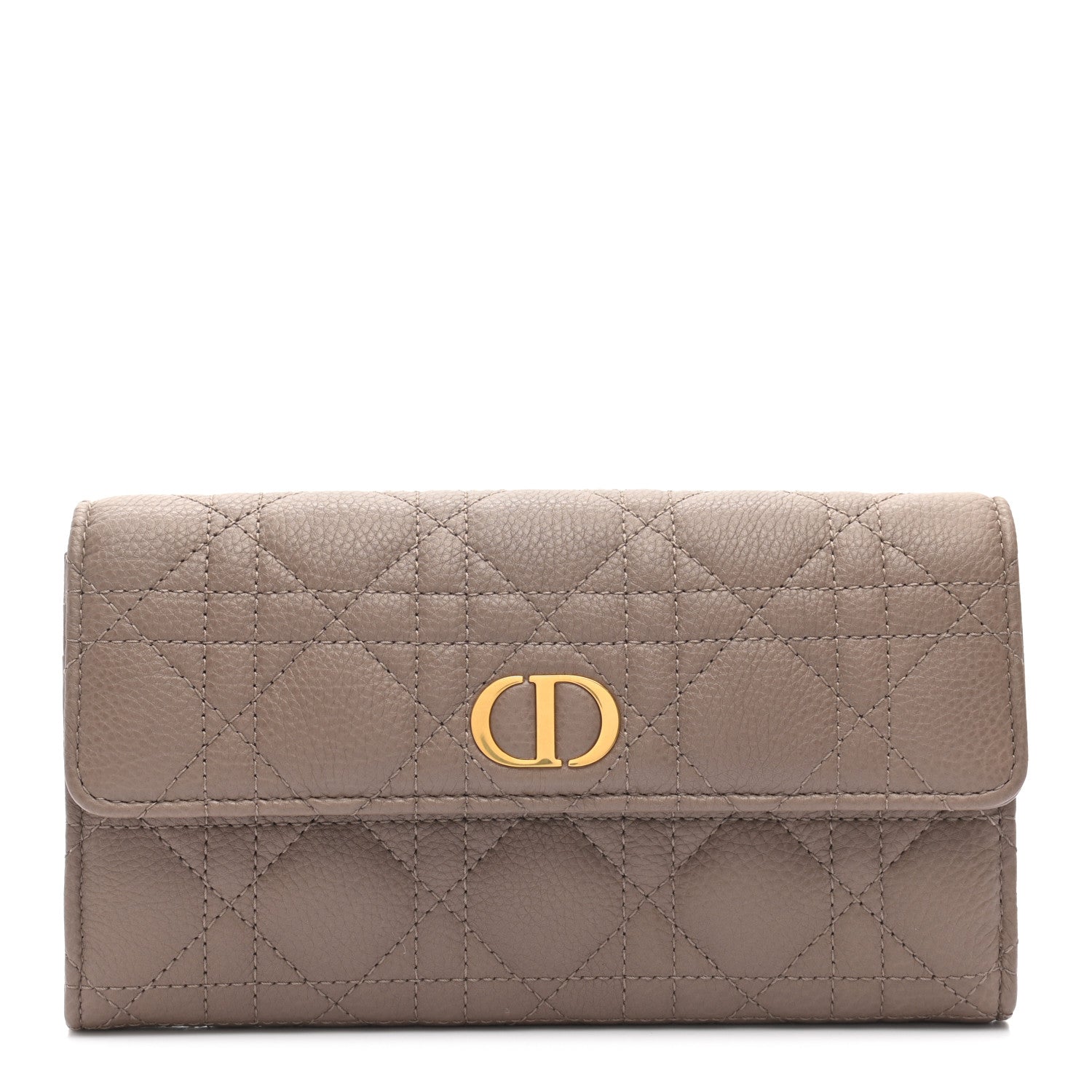 Christian Dior Supple Calfskin Cannage Caro Wallet Warm Taupe 1 of 9