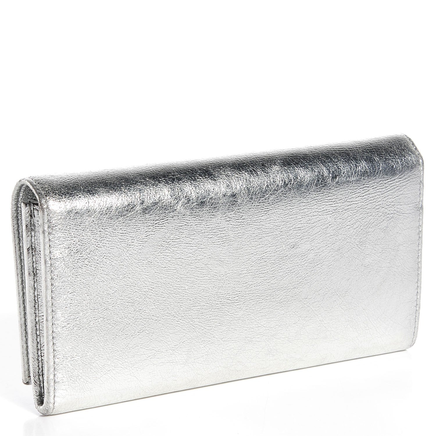 Saint Laurent Metallic Leather Belle De Jour Wallet Moon 3 of 6