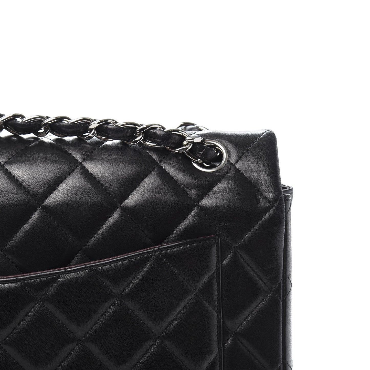 Lambskin Quilted Maxi Double Flap Black