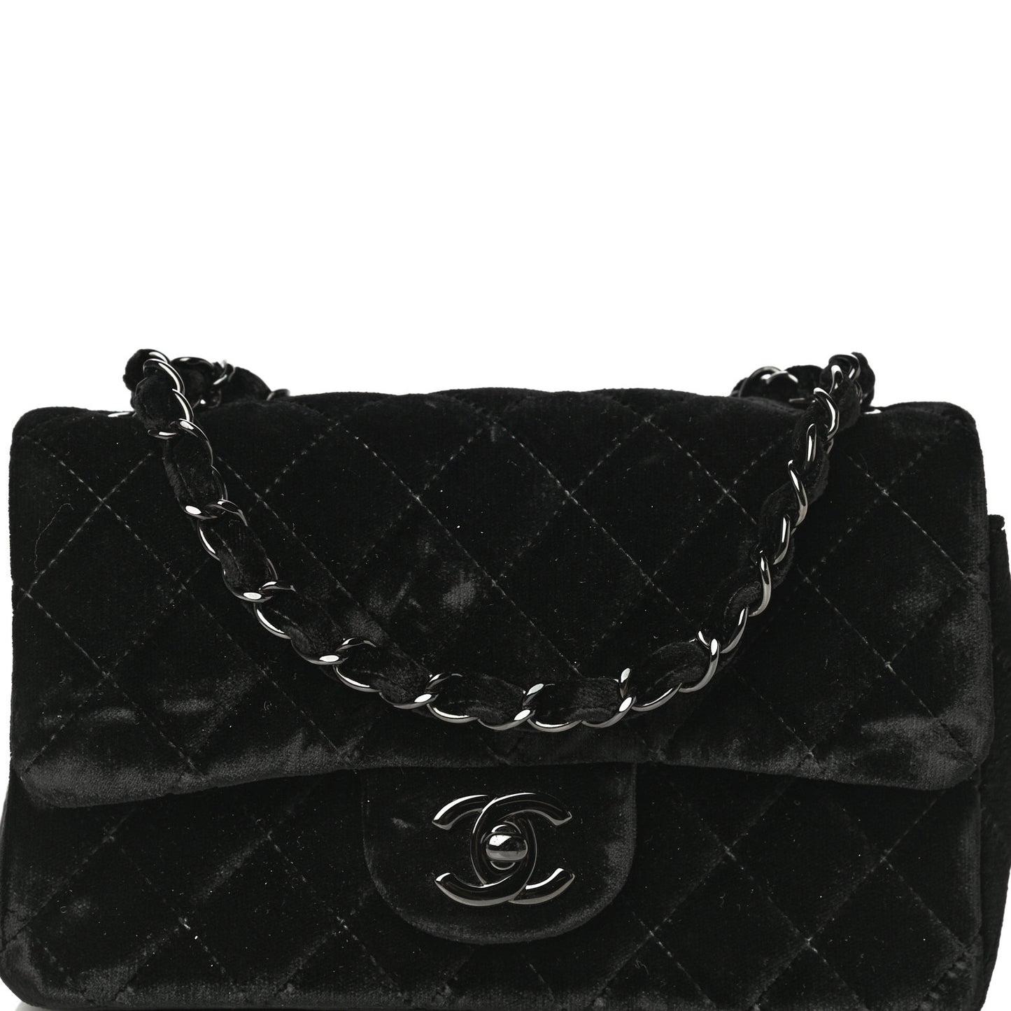 Velvet Quilted Mini Rectangular Flap So Black