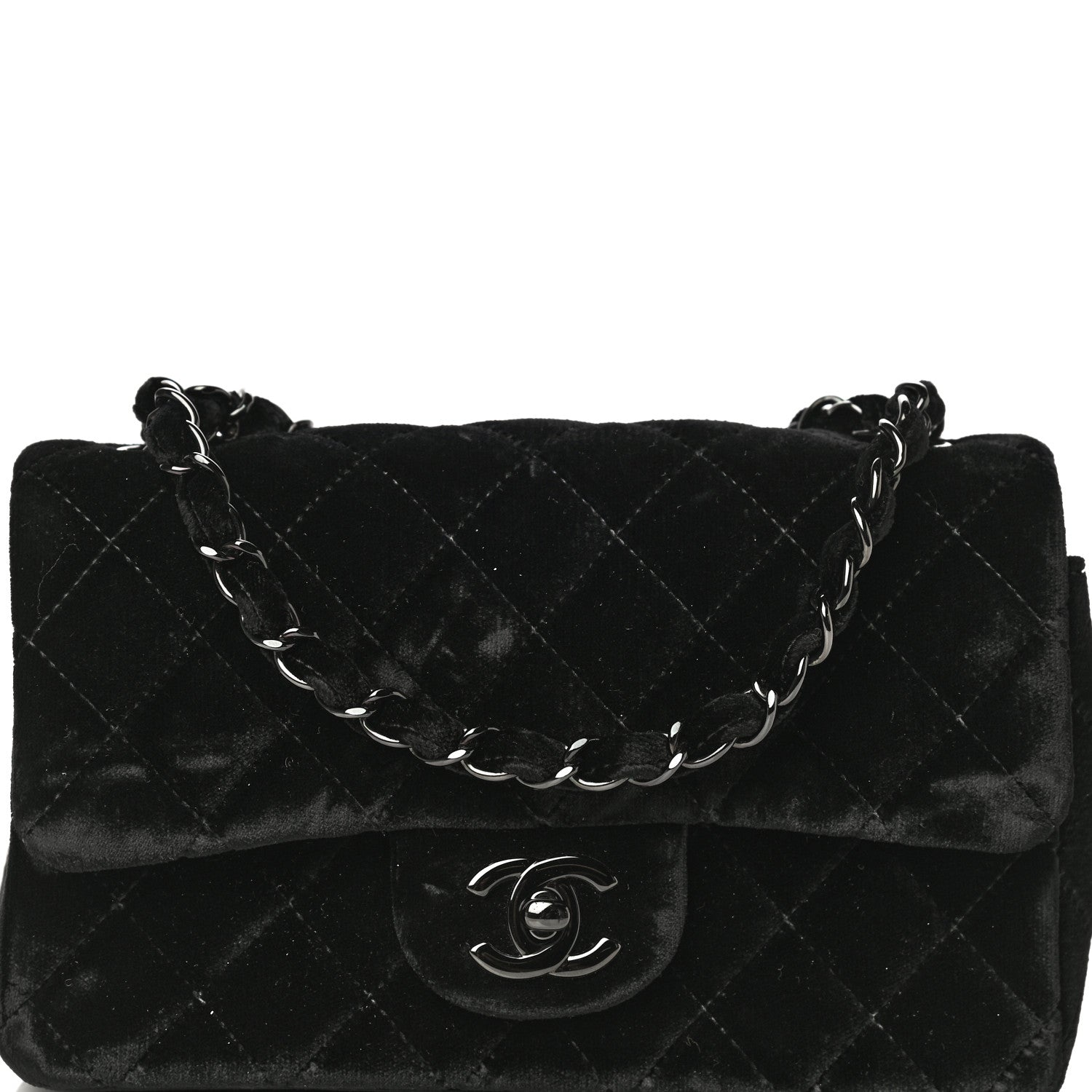 Chanel Velvet Quilted Mini Rectangular Flap So Black 7 of 15