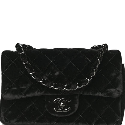 Chanel Velvet Quilted Mini Rectangular Flap So Black 7 of 15