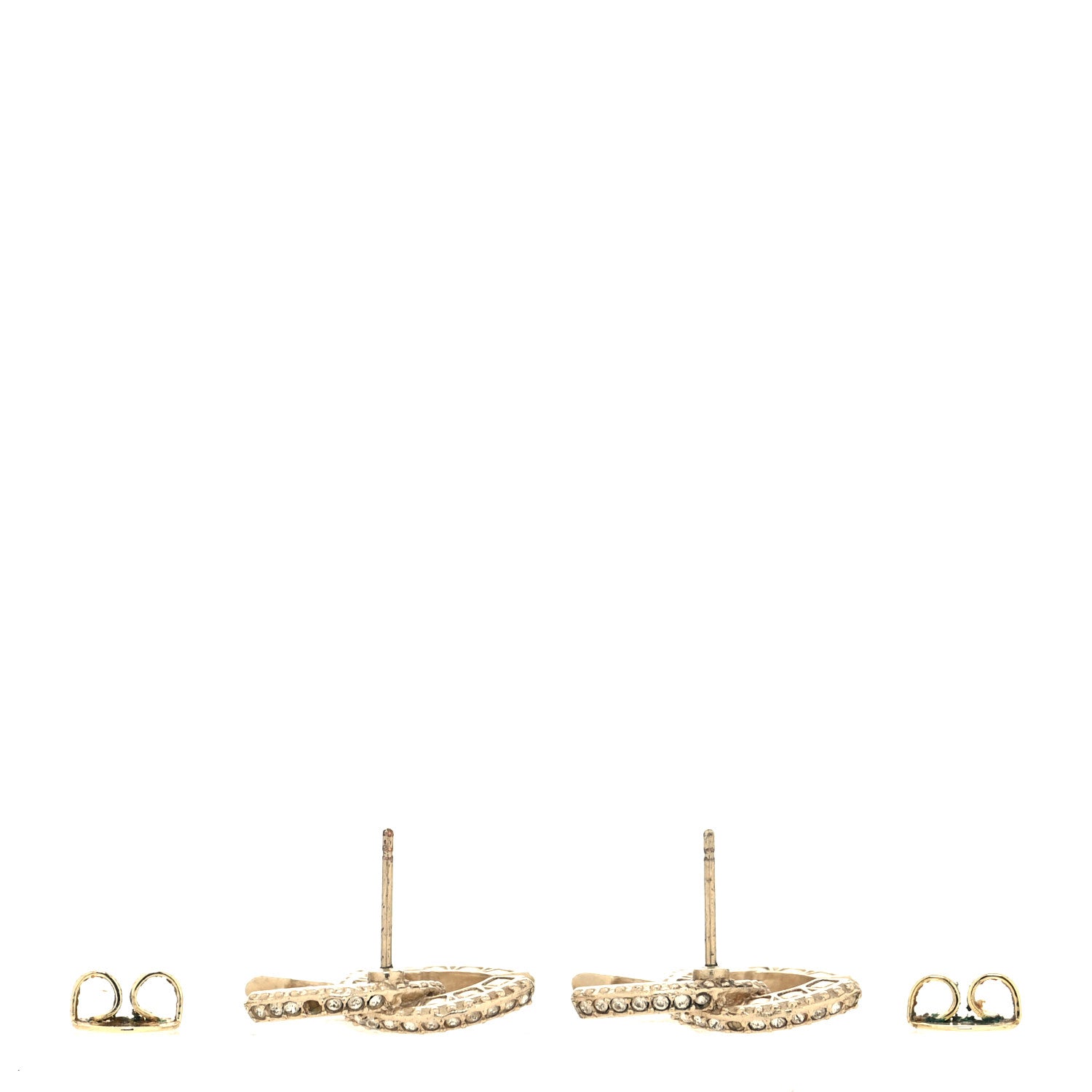 Chanel Crystal Timeless CC Earrings Gold 3 of 4