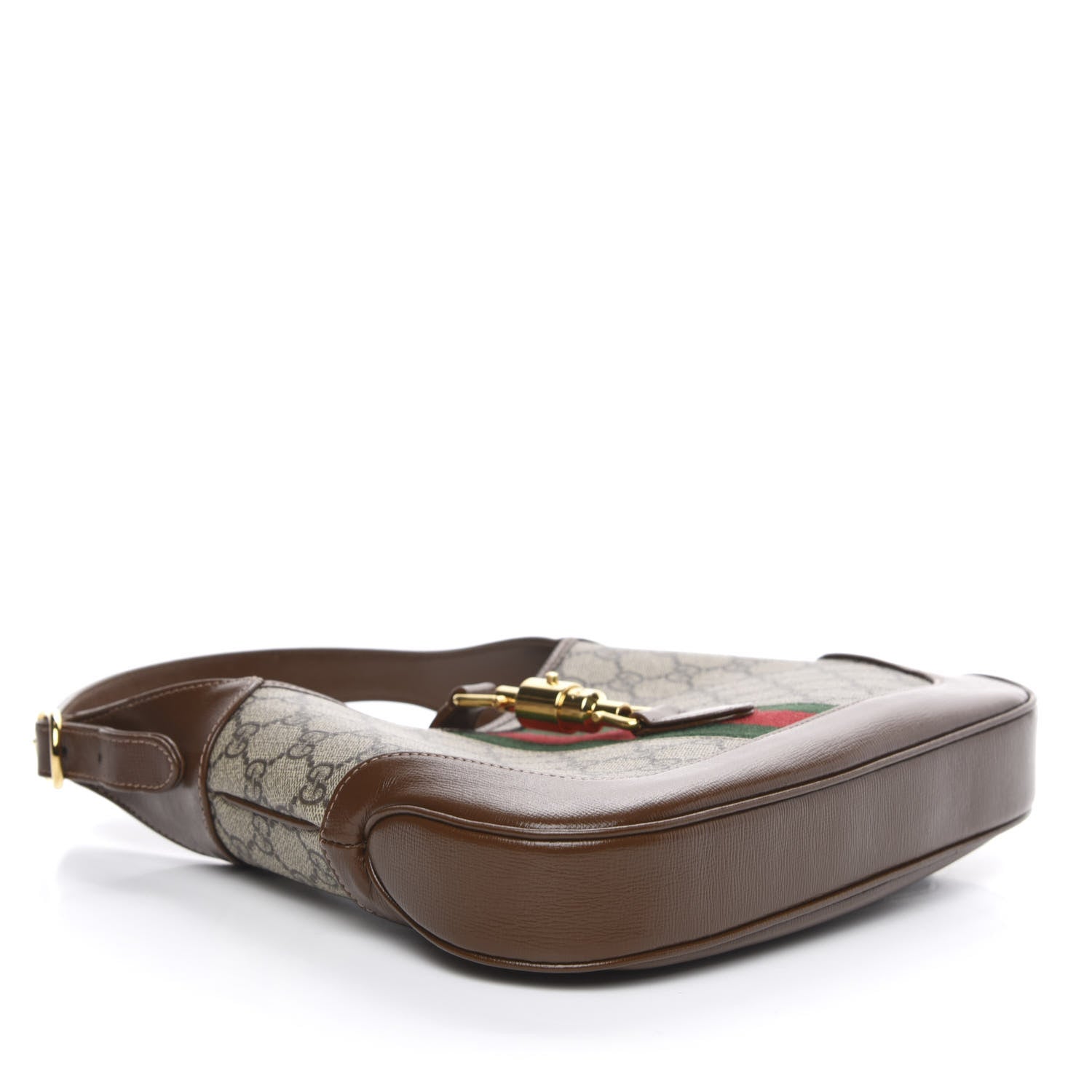 Gucci GG Supreme Monogram Azalea Calfskin Web Small Jackie 1961 Hobo Beige Ebony Brown Sugar 4 of 10