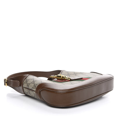 Gucci GG Supreme Monogram Azalea Calfskin Web Small Jackie 1961 Hobo Beige Ebony Brown Sugar 4 of 10
