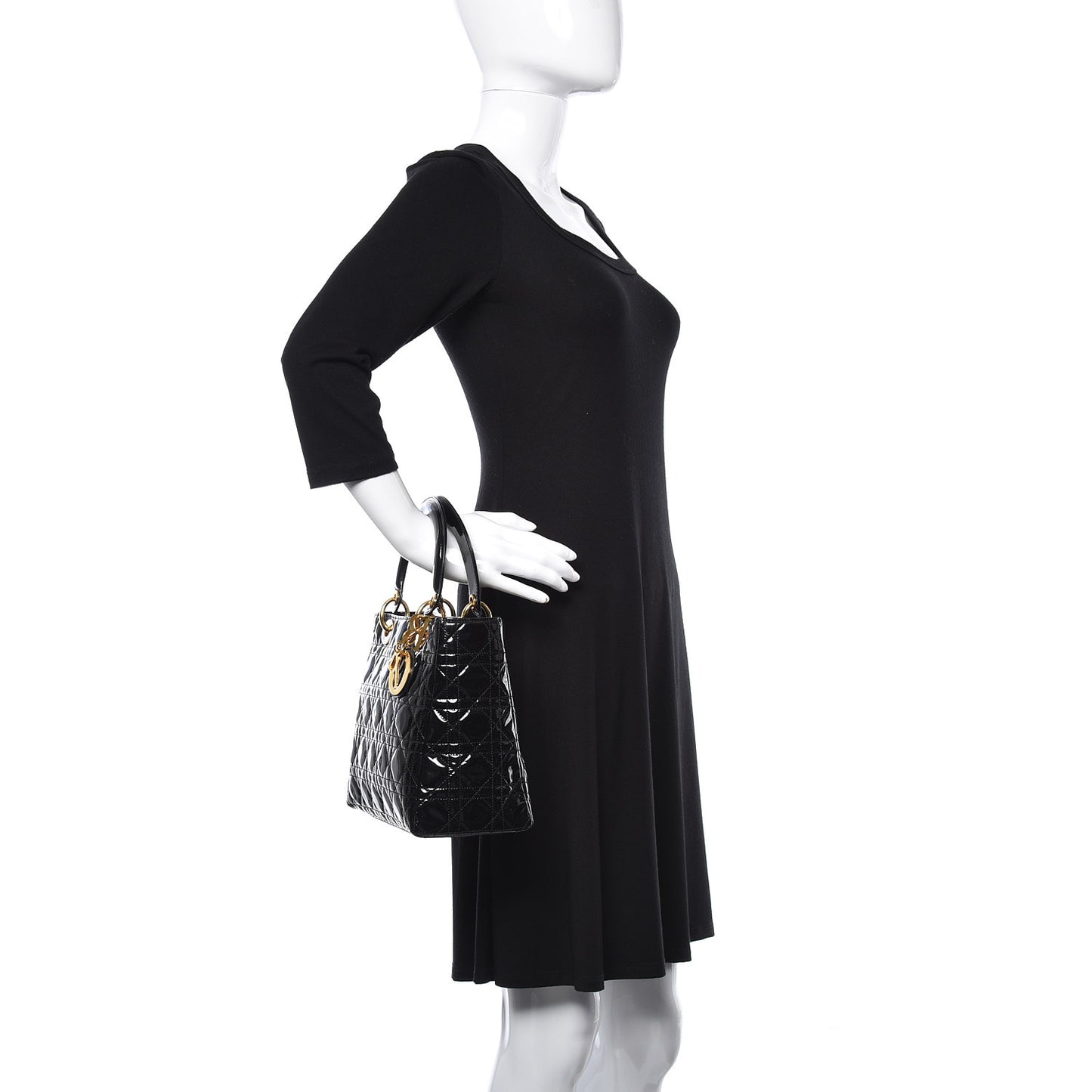 Patent Cannage Medium Lady Dior Black