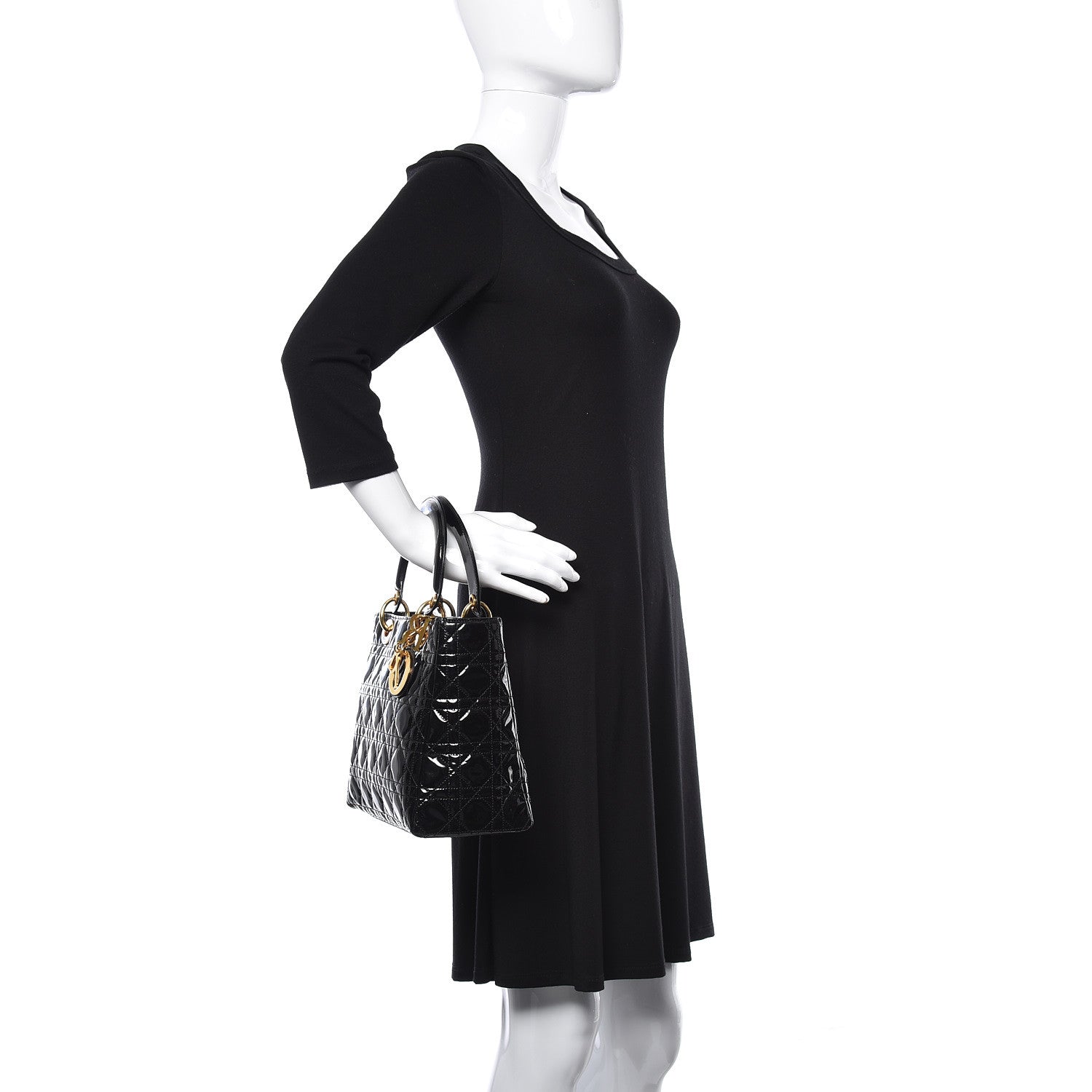 Christian Dior Patent Cannage Medium Lady Dior Black 2 of 18