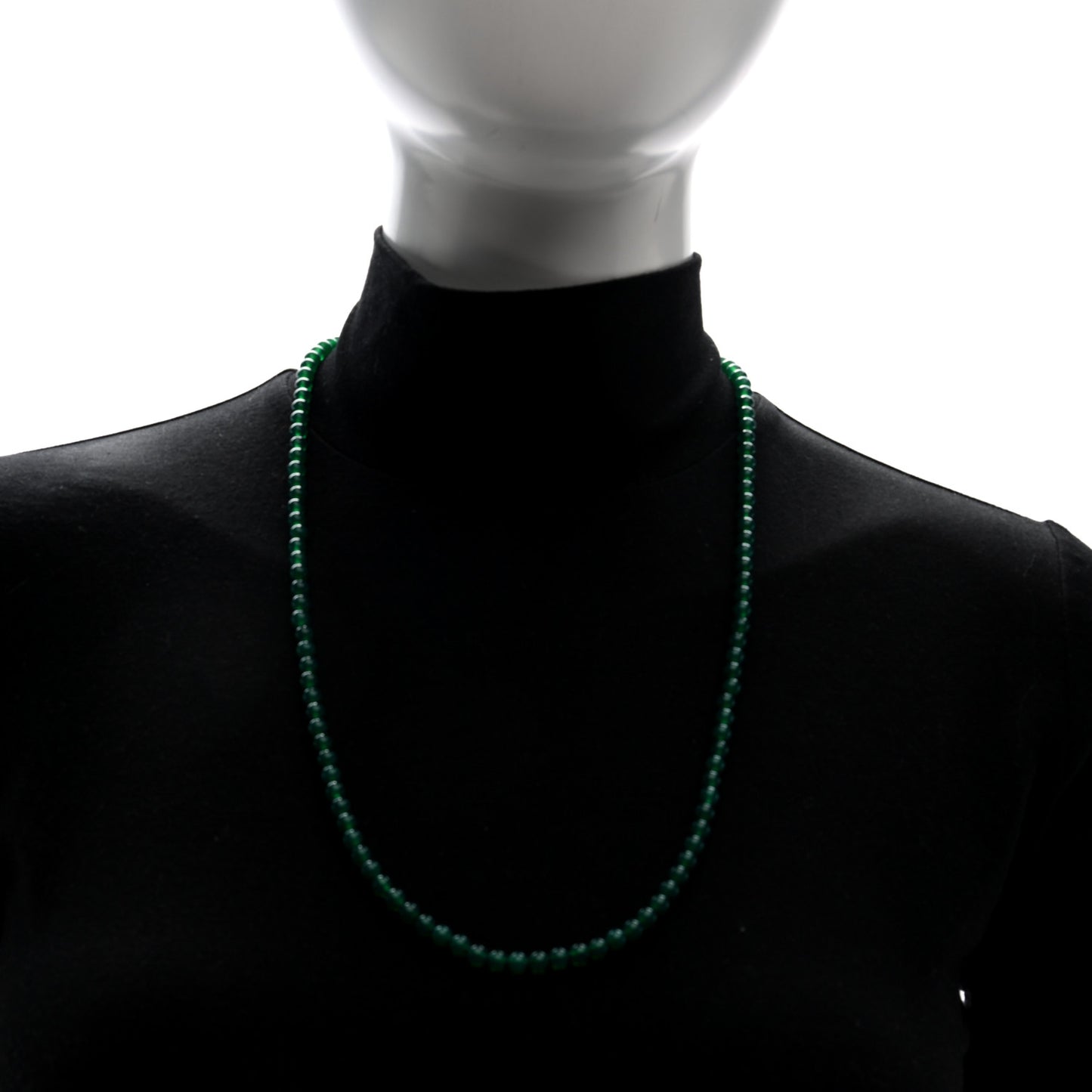 Sterling Silver Green Onyx 5mm Spiritual Beads Necklace