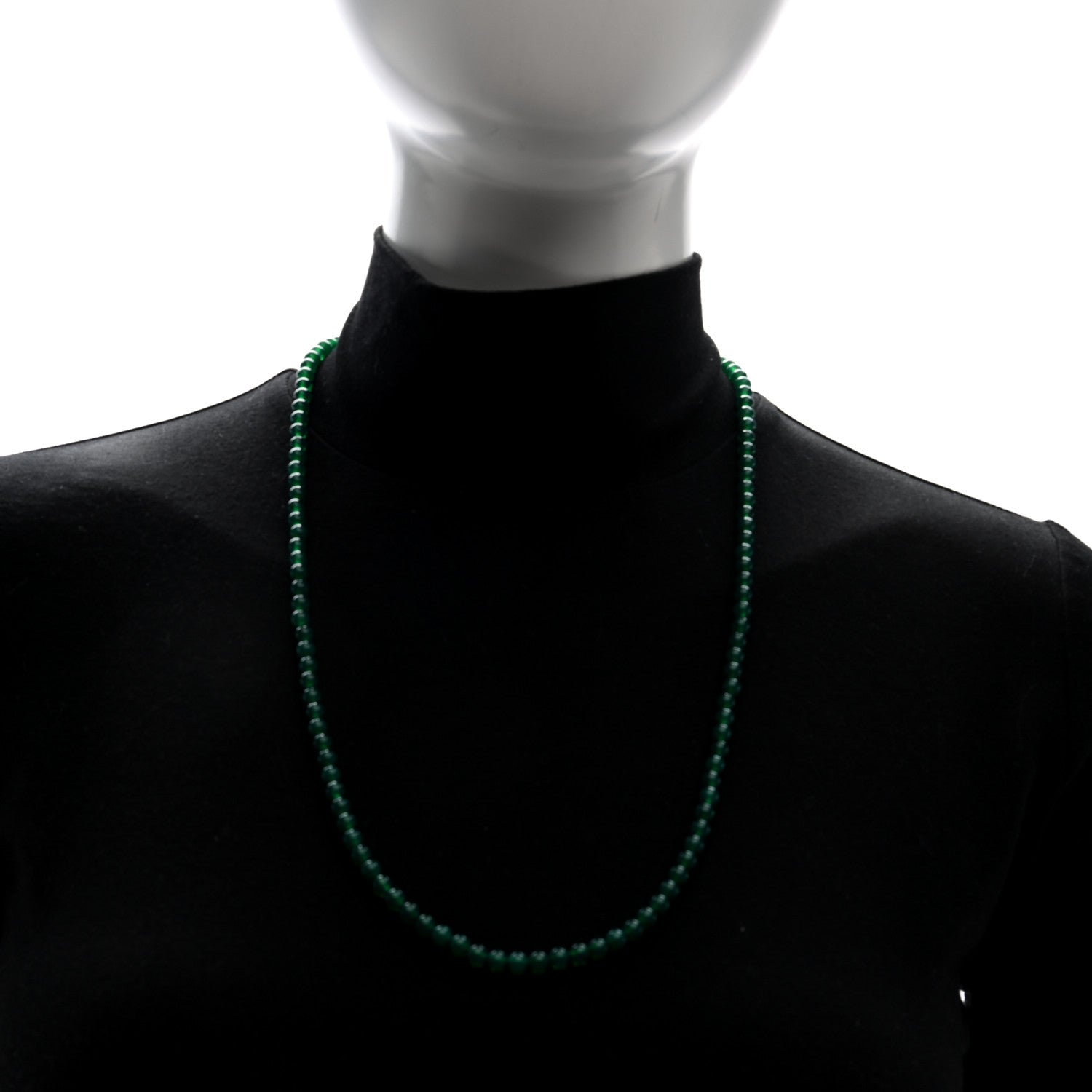 David Yurman Sterling Silver Green Onyx 5mm Spiritual Beads Necklace 2 of 4