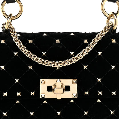 Valentino Garavani Velvet Small Rockstud Spike Shoulder Bag Black 6 of 11