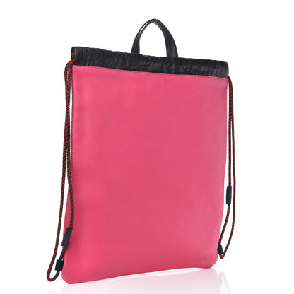 Gucci Grained Calfskin Logo Drawstring Backpack Box Pink Green Black 2 of 9