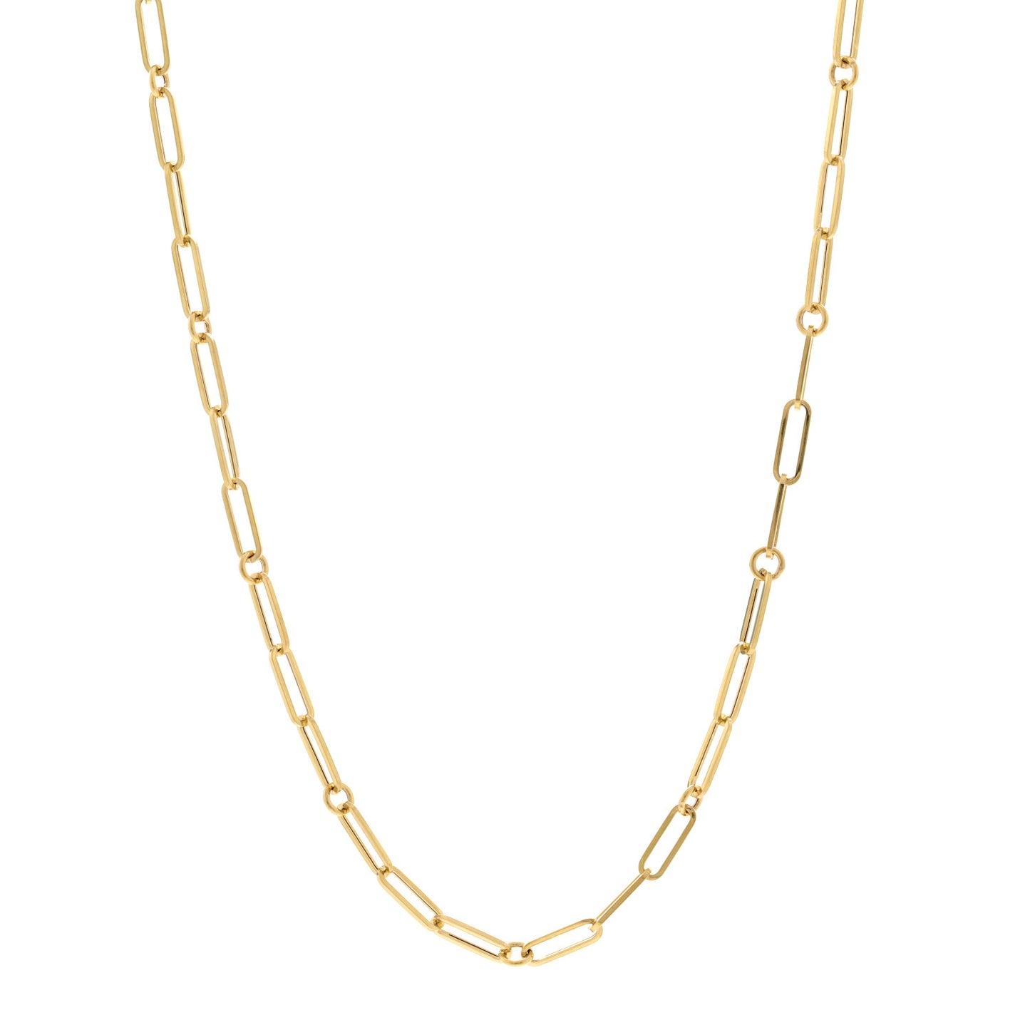 18K Yellow Gold Paper Clip Link Necklace