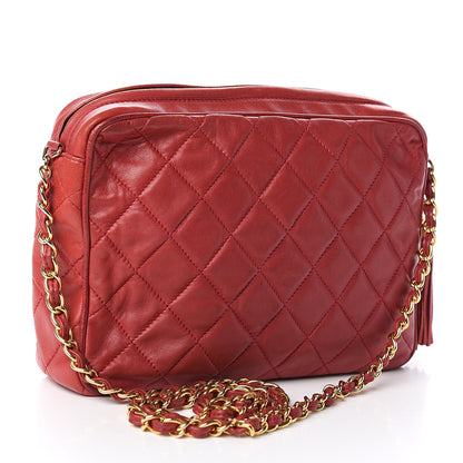 Chanel Lambskin Quilted Tassel Camera Case Red 3 of 14