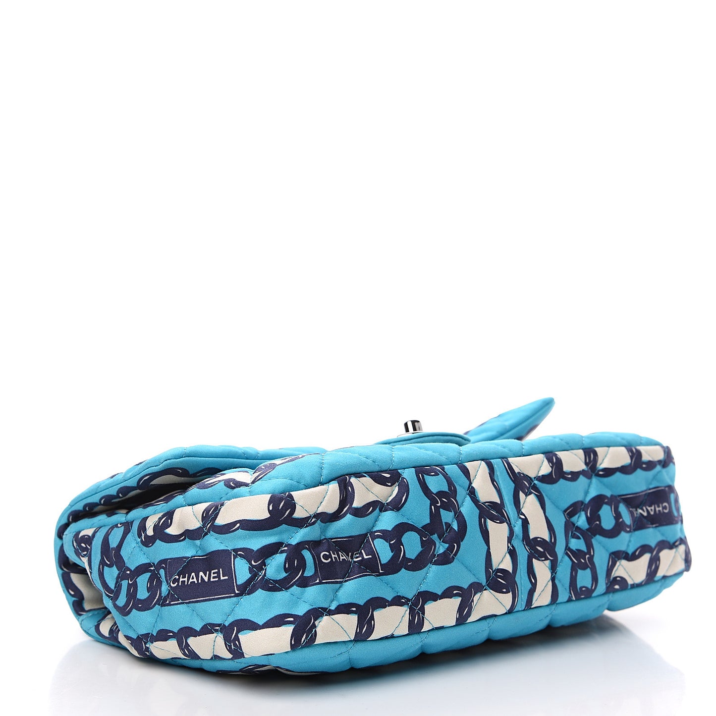Silk Chain Printed Medium Single Flap Blue