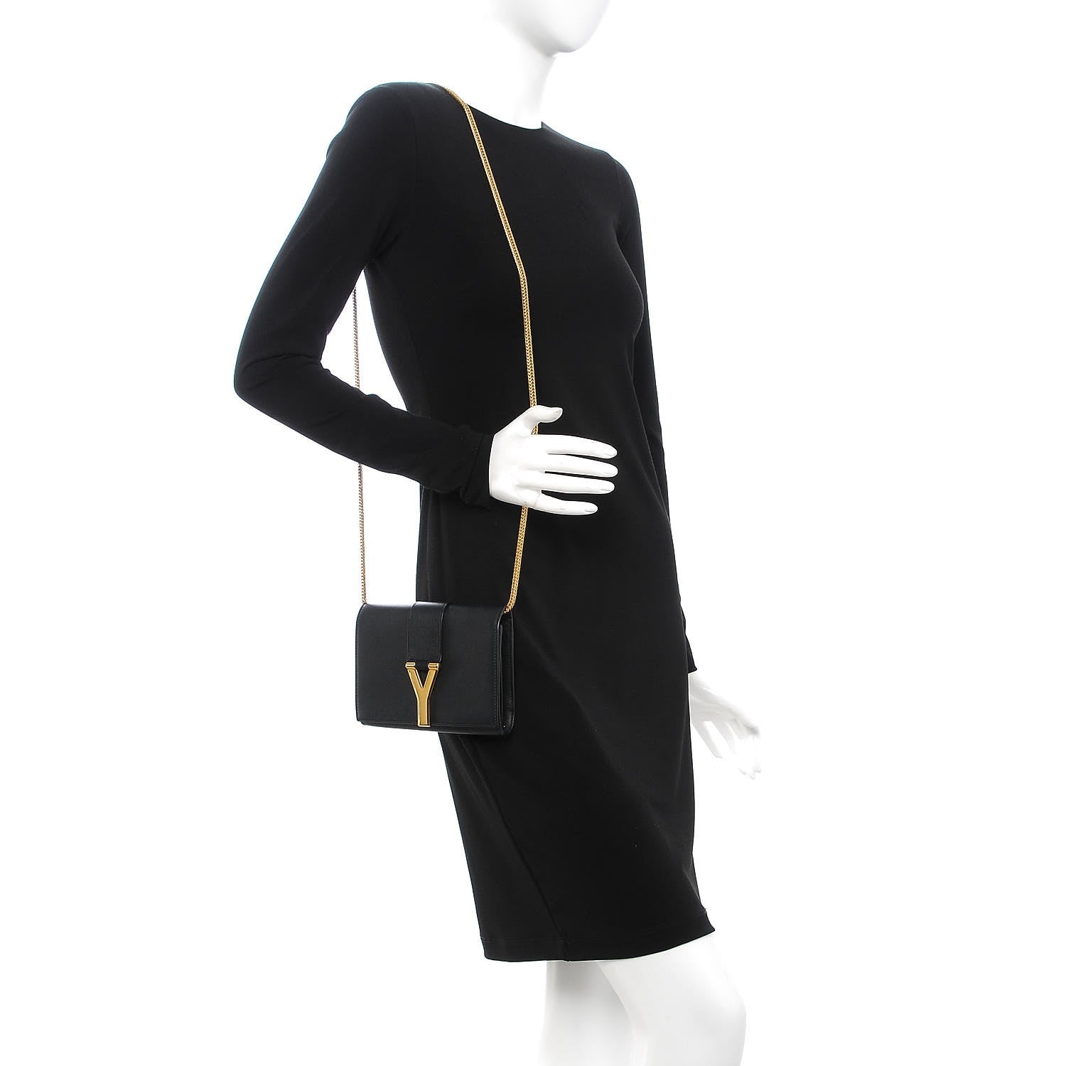 Saint Laurent Calfskin Small Classic Y Satchel Bag Black 2 of 7