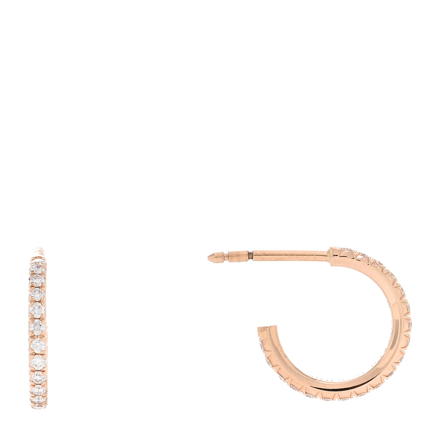 18K Rose Gold Diamond Small Metro Hoop Earrings