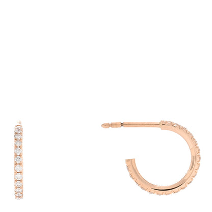 Tiffany 18K Rose Gold Diamond Small Metro Hoop Earrings 1 of 5