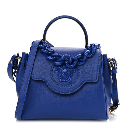 Versace Grained Calfskin Small La Medusa Top Handle Bag Lapis 1 of 9