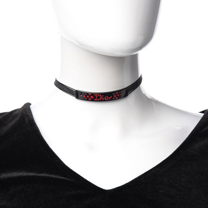 Christian Dior Mesh Ribbon Crystal Dior Logo Choker Necklace Black Red 2 of 4